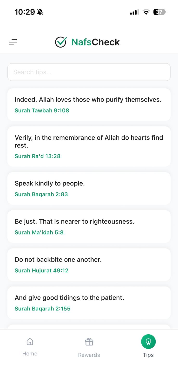 NafsCheck Islamic Tips